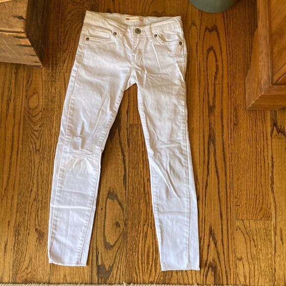 Girls Levi’s 710 Ankle Super Skinny Distressed Raw Hem Girls 8 Regular - Picture 1 of 11